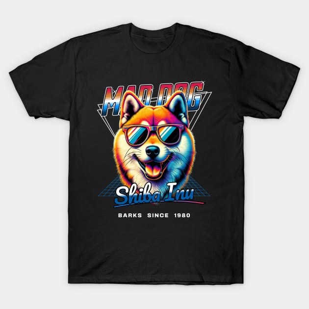 Mad Dog Shiba Inu Dog T-Shirt by Miami Neon Designs